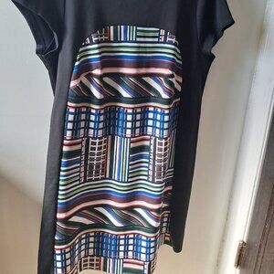 Eloquii black pattern mod shift dress